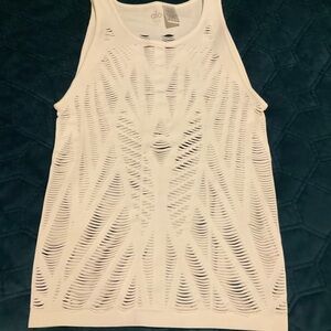 Alo White Distressed Fitness Tank Top